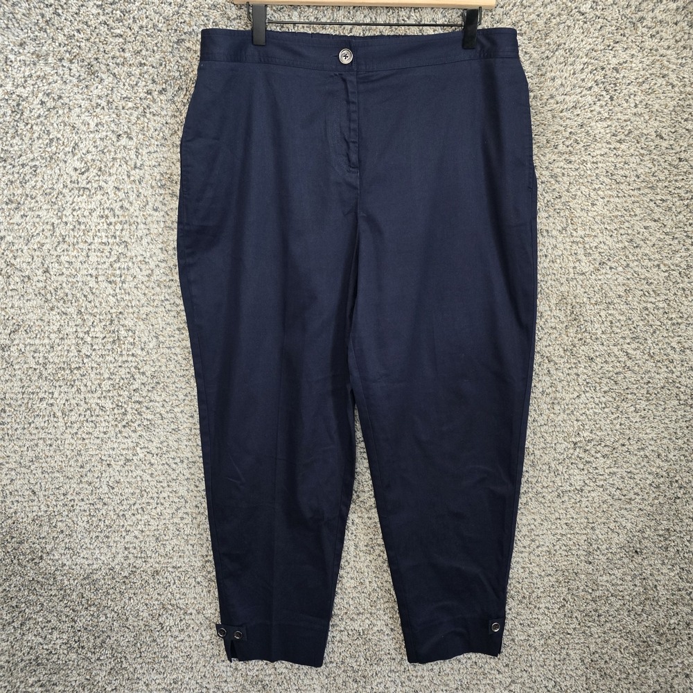 Susan Graver Pants Womens Large Navy Blue Trousers Chino Elastic Waist Ladies